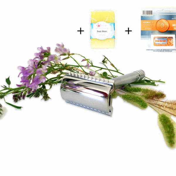 Kit de rasage zéro déchet, savon lames et rasoir