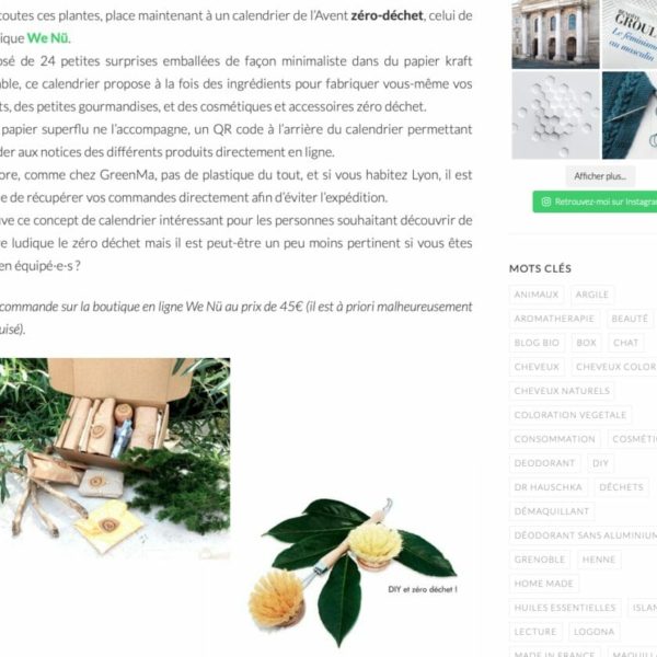 Capture d’écran sélection calendriers Blogbionature